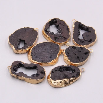 

Natural black crystal quartz charm druzy pendants necklace Accessories agates druzy for Jewelry making necklace handmade women