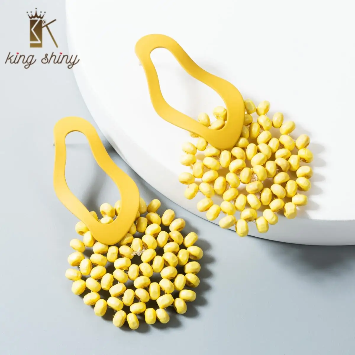 Женские Висячие серьги Za корейские круглые ручной работы из дерева с