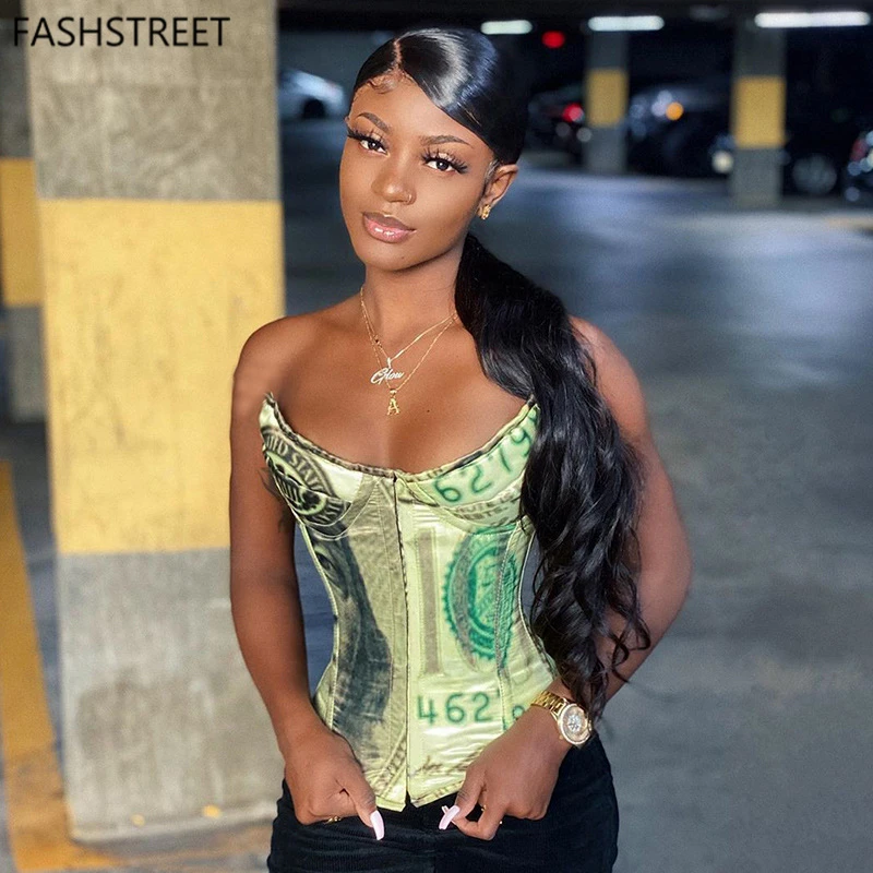 

FASHSTREET Sexy Strapless U Neck Slim Crop Top Women Stretch Tube Top Party Street Clothes Female Money Corset Tops To Wear Out