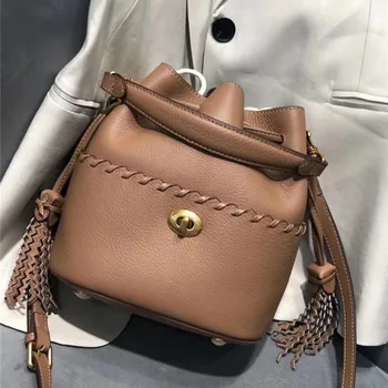 

New Women Messenger Bags cow genuine leather Shoulder Bag women's bucket Handbags Bag Ladies Hand Bags