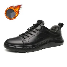 Зимние мужские кожаные кроссовки; мужская обувь на плоской подошве; сезон осень; Мужская обувь; Zapatos De Hombre Casuales Cuero Real Sepatu Pria Kulit Asli