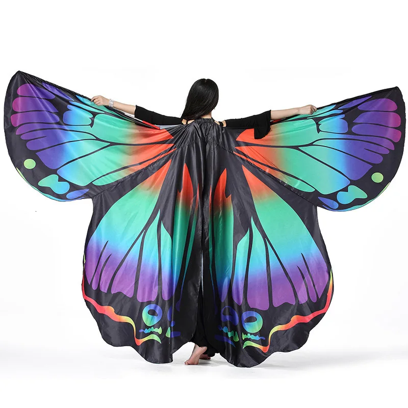 Blue wings Одежда для выступлений, танцев, реквизит для сцены, накидка из полиэстера, плащ для танцев, крылья феи, крылья бабочки для танца живота(с палочками и сумкой - Цвет: Blue wings