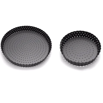 

2Pcs Carbon Steel Heat Resistant Non-Stick Diy Microwave Pizza Baking Pan Mesh Tray Plate Bakeware Home Kitchen Tool