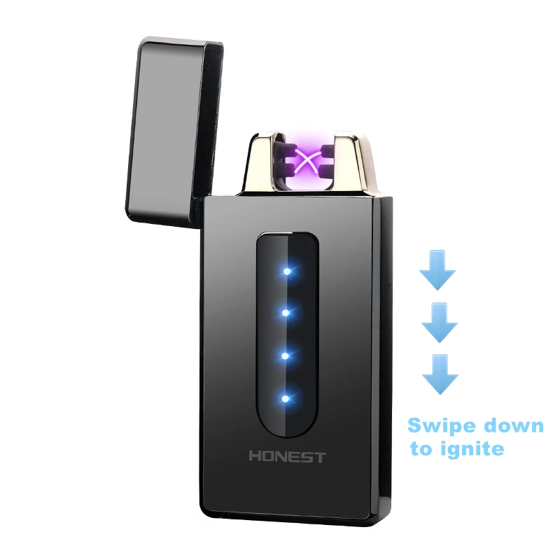 

Luxury Arc Lighter Swipe Down Touch USB Electronic Lighter Smoking Accessories Metal Cigarette Lighter LED Electronics Gadgets