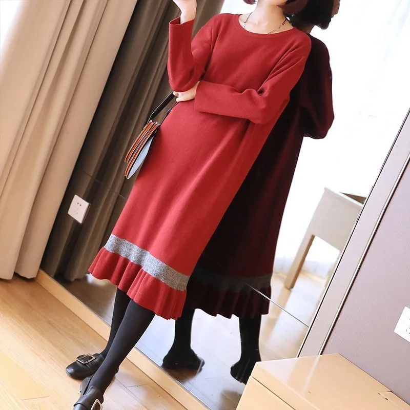 

LANMREM 2020 Spring New Fashion Loose Bottoming Temperament Ruffle Knit Dress For Women Female's Long Sleeve Cloth Vestido YG424