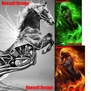 

DIY Diamond Painting full square hirse 5d diamond Embroidery Full set animal diamond mosaic sale fire horse rhinestone pictures