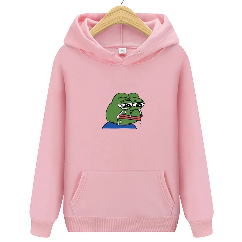Angry Pepe/толстовки с принтом аниме «хороший человек»; уличная одежда в стиле лягушки Пепе; повседневная одежда с капюшоном; Спортивный костюм; Сезон Зима; теплая Новинка худи