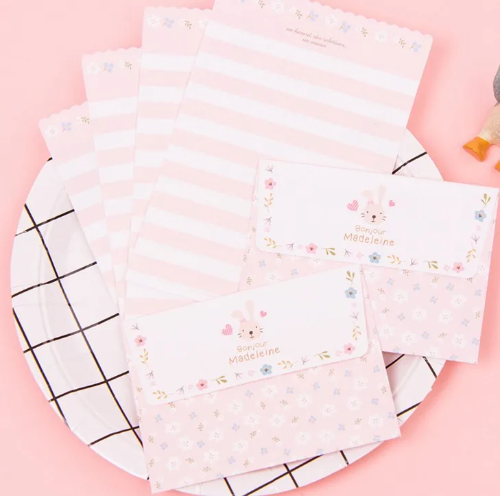 4 комплекта Kawaii кролик Пингвин цветок 2 шт конверт+ 4 шт бумажные буквы креативные канцелярские принадлежности подарок школьные офисные принадлежности