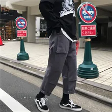 Осенние Комбинезоны, мужские Модные однотонные повседневные рабочие брюки с несколькими карманами, Мужская Уличная одежда, свободные спортивные штаны для бега в стиле хип-хоп