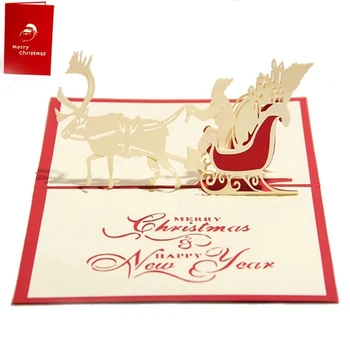 

Handmade Blank 3D Pop Up Greeting Card PostCards Christmas Deer car with Matching Envelope Laser-Cut Surprisingly Perfect Decora