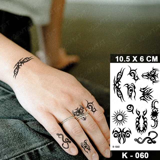 Waterproof Temporary Tattoo Sticker Small Simple Line Flower Flash Tatoo Cute Leaf Finger Wrist Fake Tatto For  Body Art Women 43-K060