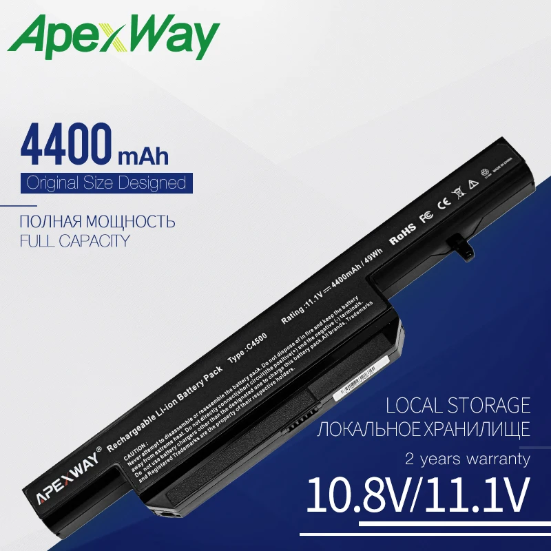 Apexway 6 ячеек ноутбук Батарея для CLEVO C4500BAT-6 BAT-B5105M C4100 C4500 C4500Q C4501 6-87-C480S-4P4 KB15030 W150ER 4505 W150