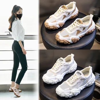 

2020 spring and autumn models sponge cake bottom round head high heel polyurethane deep mouth sports casual shoes Z588