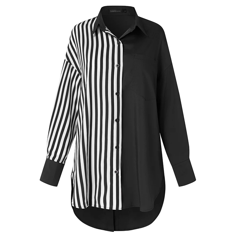 Womens Blouse Shirts Celmia 2020 Fashion White Lapel Casual Solid Long Sleeve Buttons Asymmetric Tops Ladies Baggy Blusas S-5XL