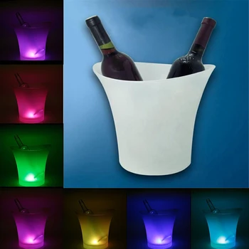 

LED Ice Cooler Bucket Bar Beer Wine Drinks Box USB Charging 7-Color Changing/White