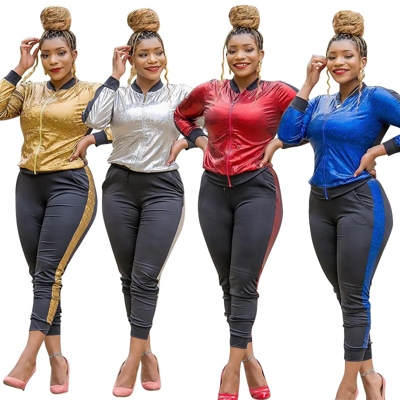 

Oversize Women Autumn 2 Piece Sets Zipper Cardigan Stitching Two-Piece Plus Size XL-5XL Casual Jacket Sweatshirt And Pants Mujer