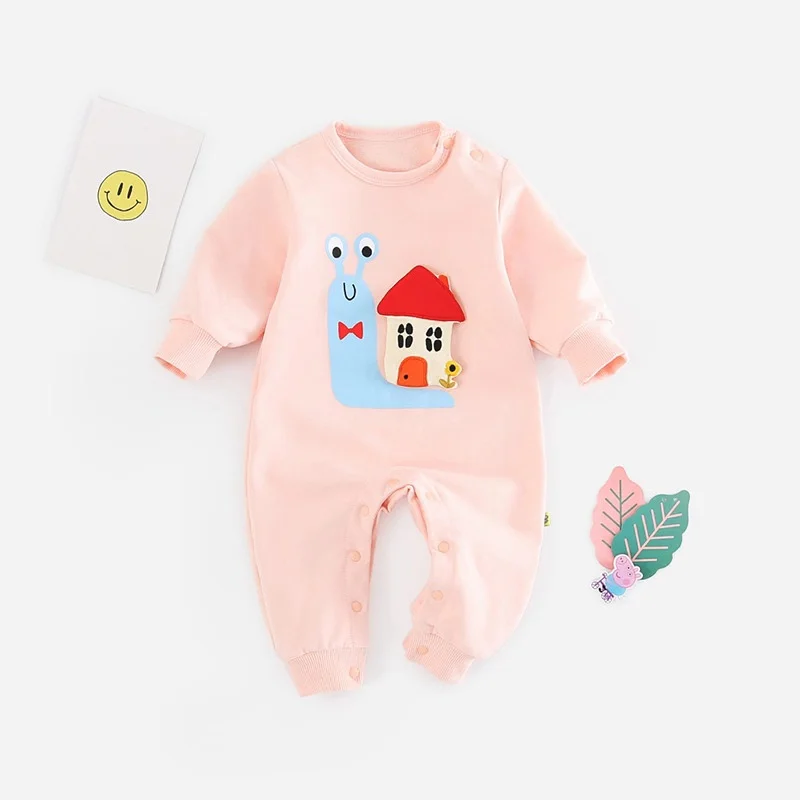 Autumn Newborn Baby Jumpsuit Cute Cartoon Snail Design Baby Romper Kids Costume For Toddler Newbaby Long Sleeve Outfits