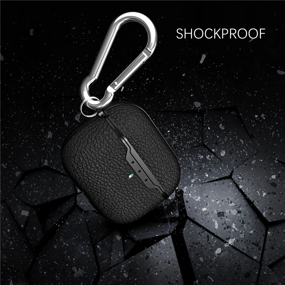 Litchi защитный чехол для AirPods Pro, чехол для наушников, зарядная коробка с подвесным кольцом, аксессуар для гарнитуры