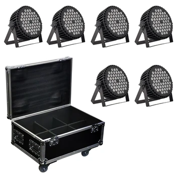 

6 pieces / 54x3w RGB 3in1 LED Par Light+flight case RGB 3-in-1 Full color cast aluminum par light IN/OUT plug DMX512 led lights