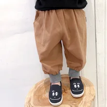 Autumn And Winter New Style Children Casual Crawler Korean-style Childrenswear Girls Double Layer Wrinkled Trousers BOY'S M