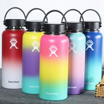 

12/18/32/40oz Stainless Steel Water Bottle Hydro Flask Water Bottle Vacuum Insulated Wide Mouth Travel Portable Thermal Bottle