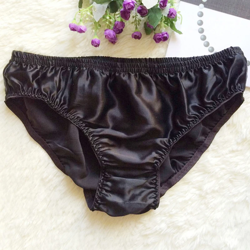 100% Silk Women Panties Breathable Comfortable Underwear Briefs Sexy Smooth High Grade Solid Color Elastic Large Size Underpants