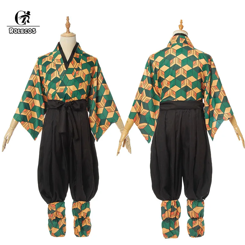 ROLECOS Anime Demon Slayer Cosplay Costumes Sabito Cosplay Costume Halloween Men Kimetsu No Yaiba Uniform White Cloak