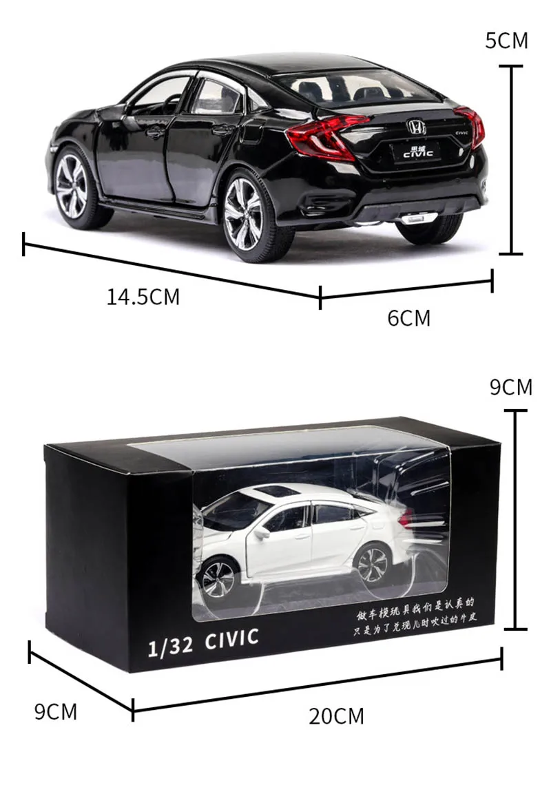 1/32 в штучной упаковке HONDA CIVIC модель игрушки автомобиль сплав металлическая модель эвакуатора литье Звук Свет игрушки автомобиль для детей