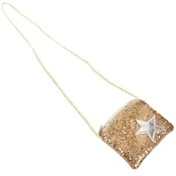 

New Sequins Package Pentagram Girls Inclined Zipper Bag Change Purse Party Bag (Color: Gold)