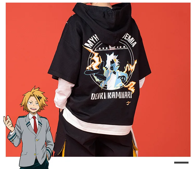 My Hero Academy Kaminari Denki, костюм для косплея, повседневные Костюмы, аниме, косплей, маленький свитшот с героем+ футболка