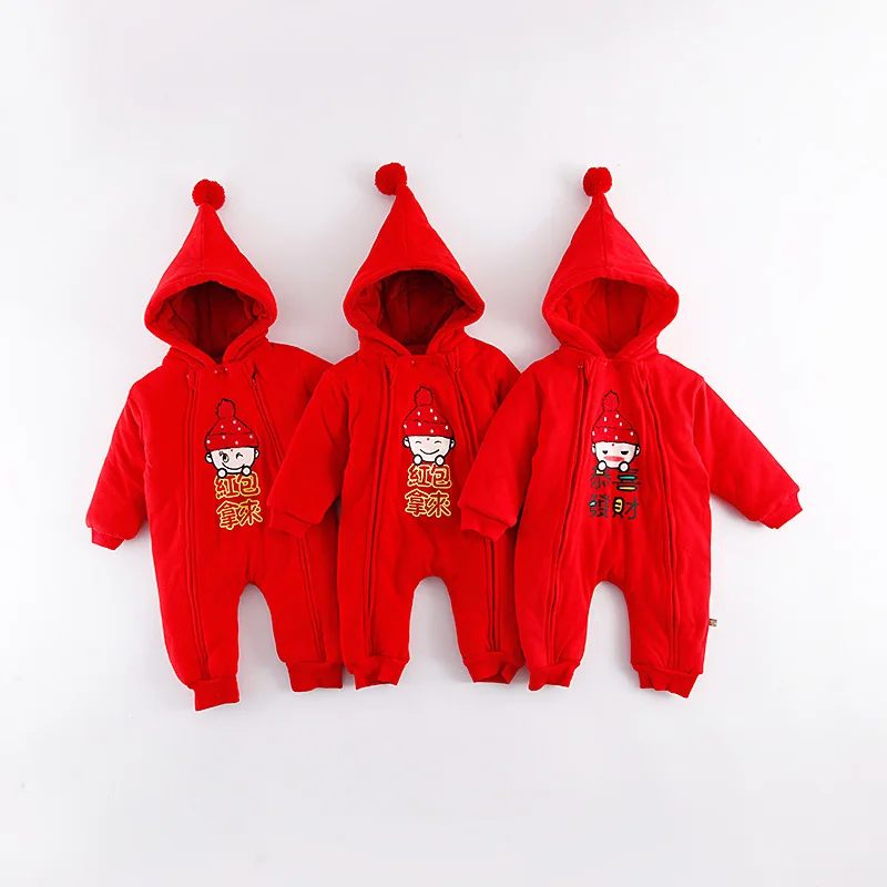 

Infant New Year Clothes Thick Winter Onesie Warm Quilted Romper Baby Clothes Children Crawling Clothes Childrenswear
