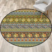 Ковры для гостиной, винтажный, желтый, зеленый, цветочный узор, круглый ковер для спальни, полиэстер, механическая стирка