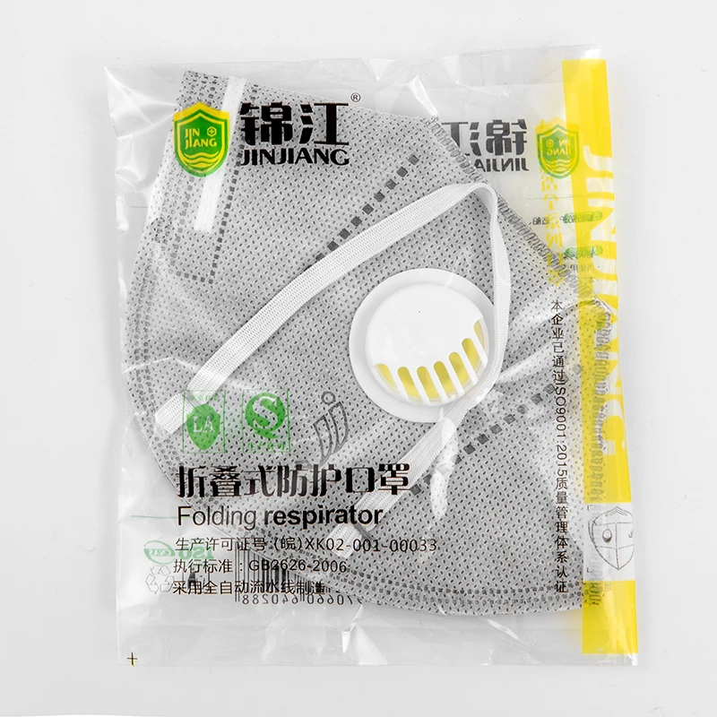 1/2/3/4/5pcs Gray Earband Type KN95 Vertical Folding Protective Mask Adult Dust Mask Respirator Mouth Mask With Breathing Valve
