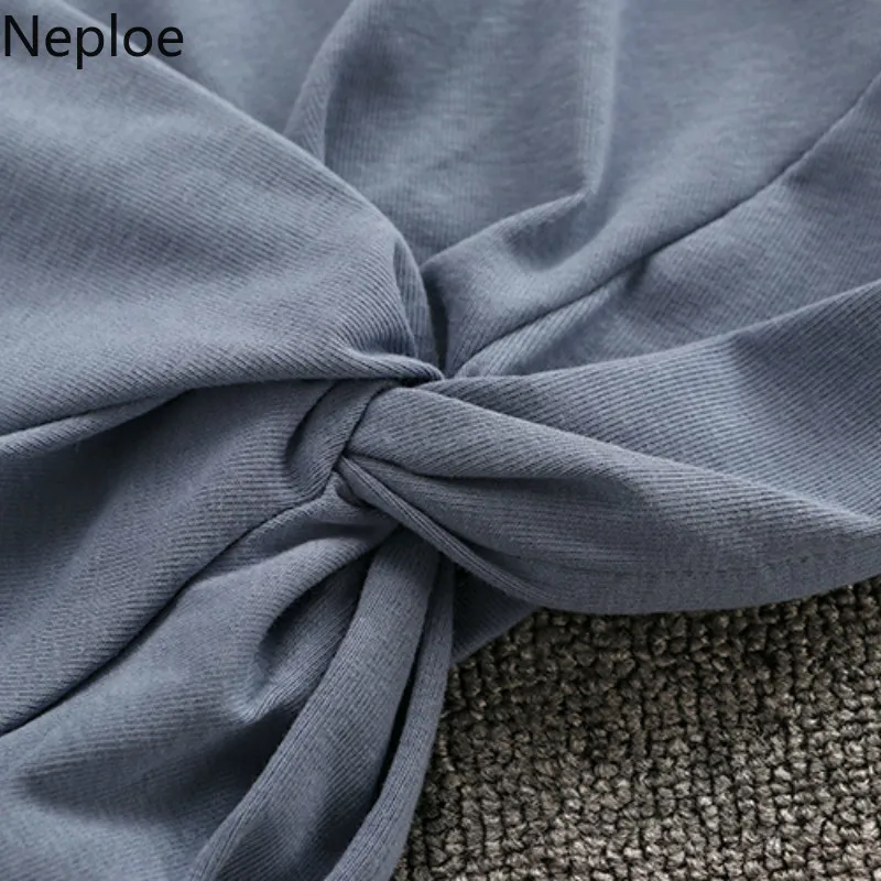 Neploe из двух частей Для женщин летний комплект французской одноцветное с круглым
