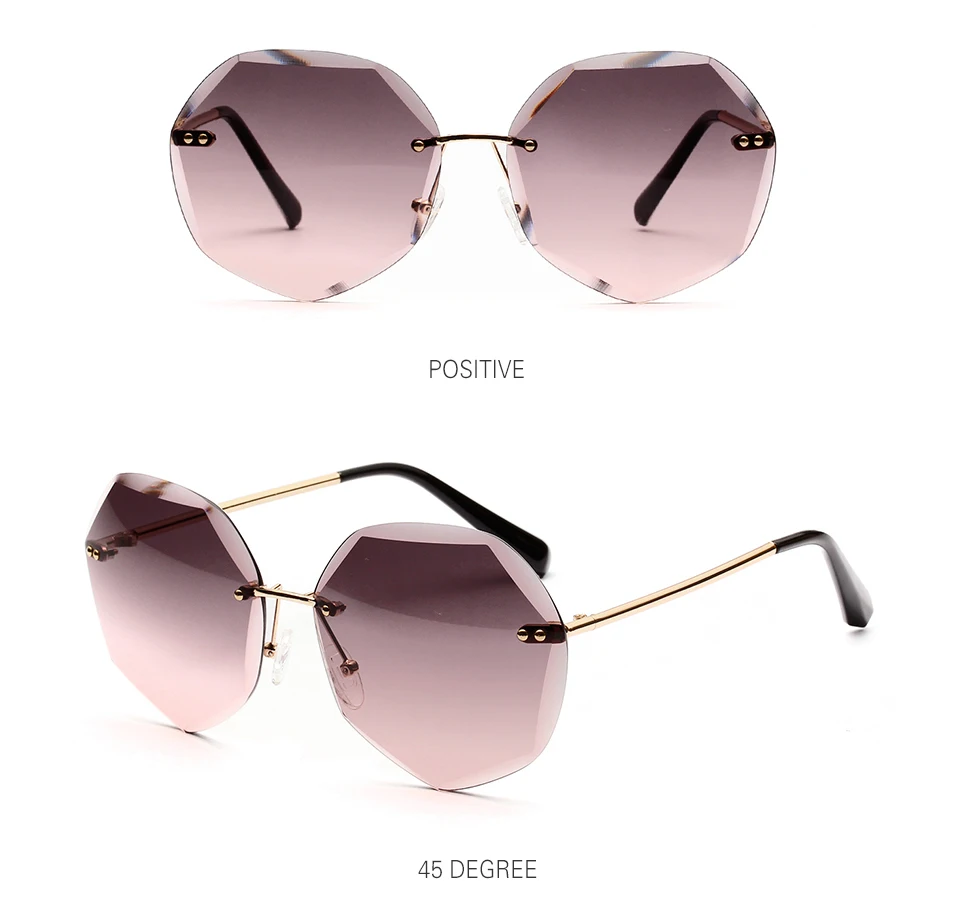 OVZA Rimless Sunglasses Woman Luxury Brand Fashion Gradient Sun glasses Female Big Eyewear S2099