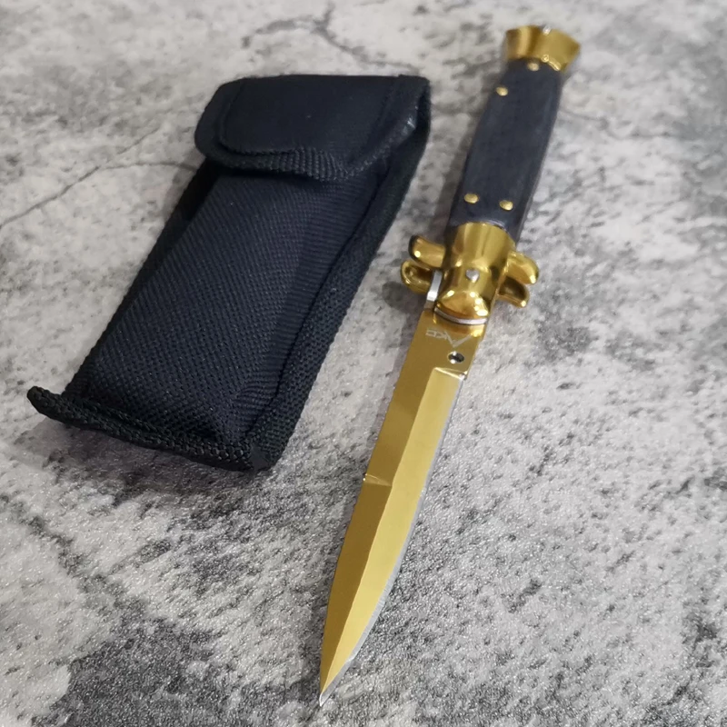 Scyzoryk Damascus Wood Handle noże taktyczne składany nóż Outdoor Self-nóż do obrony 57 HRC wysokiej twardości nóż survivalowy