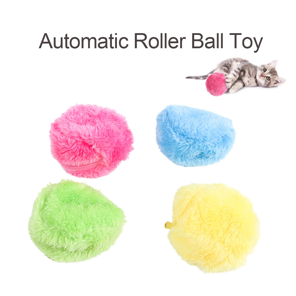 

Pet Ball Toy Automatic Dog Cat Roller Ball Toy Motion Activated Ball Pet Interactive Toy with 4 Coral Plush Covers