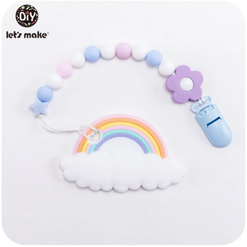

5pc custom pacifier clip chain DIY food grade silicone beads, BPA-free baby teether pendant silicone ice cream set teeth