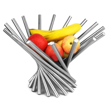 

Fold Stainless Steel Fruit Plate Rotate Fashion Fruits Strainer Basket Personalized Bowl kitchen accessories food container