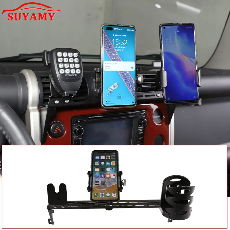 

Car Center Console Multifunctional Phone Holder Navigation Stand Water Cup Drink Holder For Toyota FJ Cruiser 2007-2021