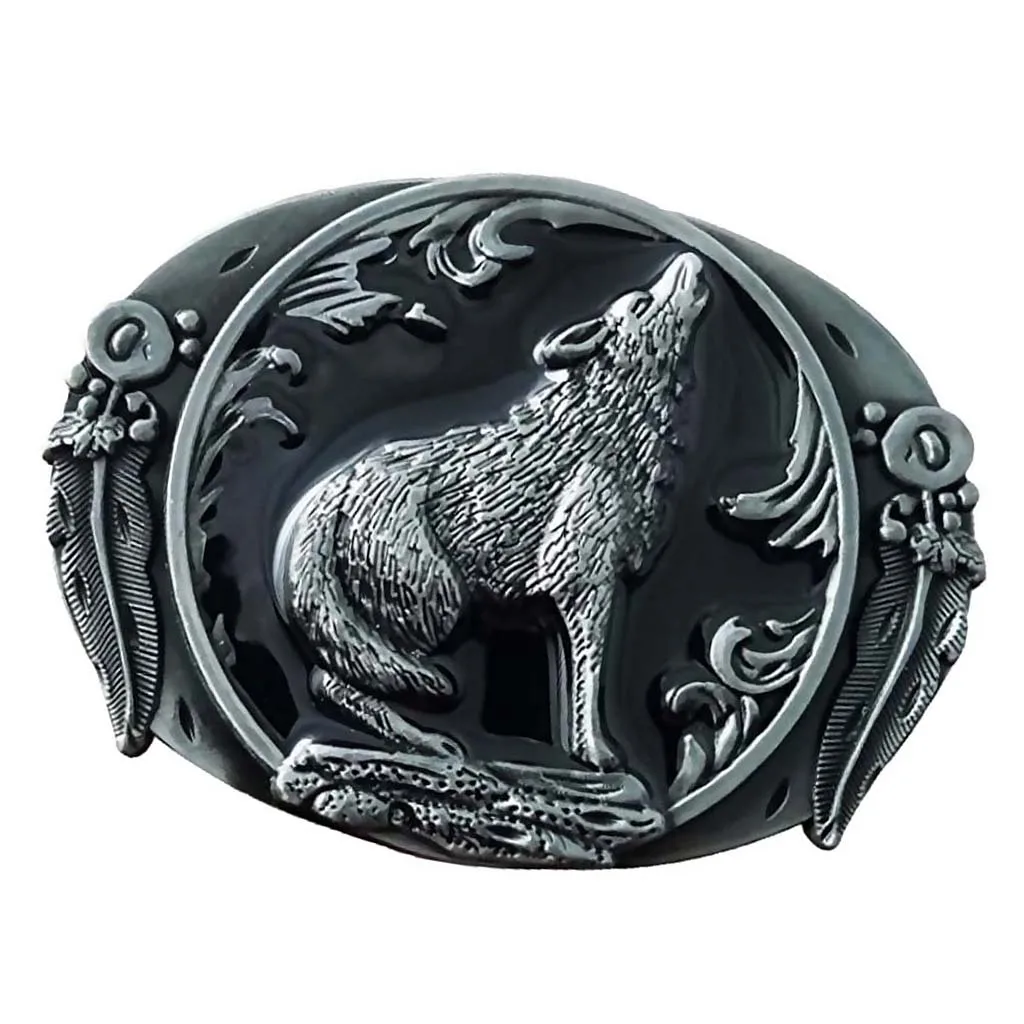 Vintage Belt Buckle Suitable for 3.6-3.9cm belt Wolf Howl Totem Cowboy Western Belt Buckle Men's Gift 