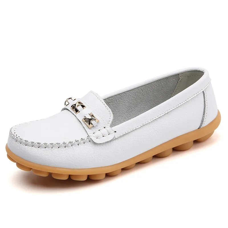 Women Flats Summer Women Leather Footwear Shoes Female Casual Loafers Low Heels Slip On Shoes mother single shoes Plus Size