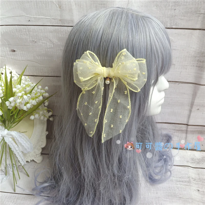 Lemon yellow Японский каваи Супер большой бант мягкая сестра головная повязка головной убор Лолиты ежедневно KC простая заколка для причёски Лолита боковая заколка Косплей - Цвет: Lemon yellow