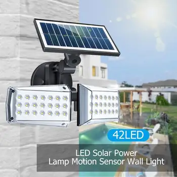 

42/80LED COB Dual Head Solar Light Spotlight Rotatable Outdoor Waterproof IP65 PIR Motion Sensor Solar Lamp Street Garlands Lamp