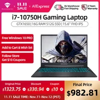 Machenike T58 Gaming Laptop intel i7 10750H 15.6 FHD IPS Laptop GTX1650 Windows 10 Pro Computer Laptops 16G 512G SSD Notebook