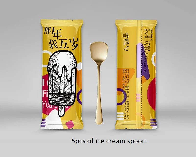 Ice cream Spoon 5pcs 5pcs/lot Creative Stainless Steel Butter Knife Pulp Spoon Dessert Spoon Ice Cream Spoon Strawberry Spoon Creative Packing - Цвет: Ice cream Spoon 5pcs