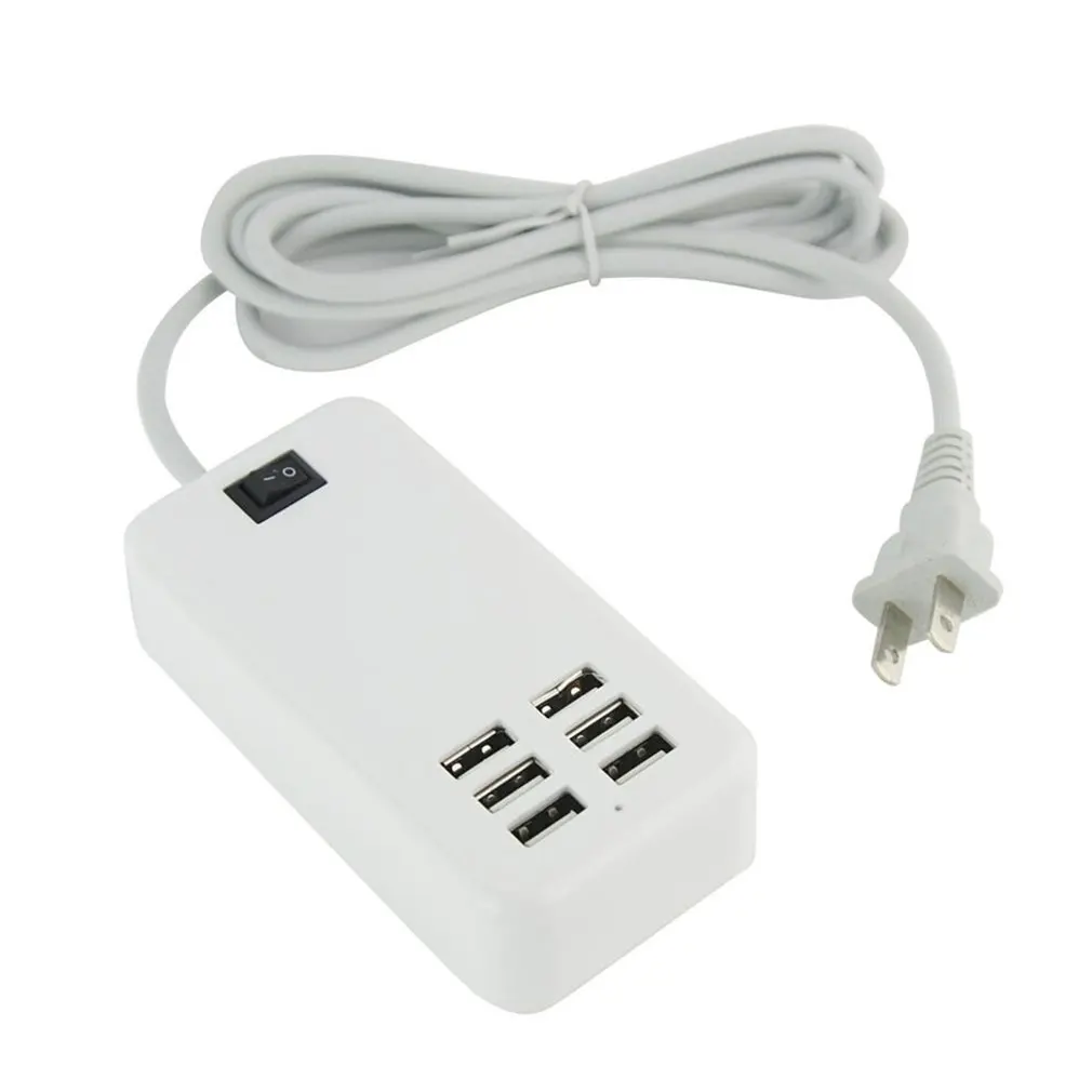 6 портов USB Настольная многофункциональная быстрая настенная зарядная станция AC адаптер питания зарядное устройство умная быстрая зарядная станция - Цвет: Белый
