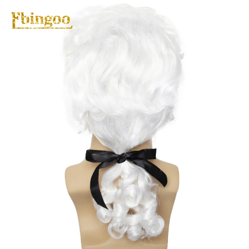 Эбингоу белый парик барокко кудрявый парик барокко мужской Кучерявый Роскошный старинный костюм Синтетический Косплей парик для Хэллоуина Косплей