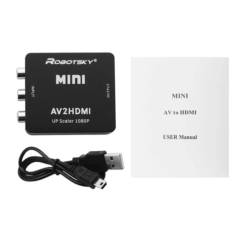Черный Высокое качество Мини AV к HDMI RCA AV2HDMI видео преобразователь аудиовизуальных систем HDMI cvbs к HDMI адаптер HD 720P 1080P для HD плеер DVD - Цвет: Черный