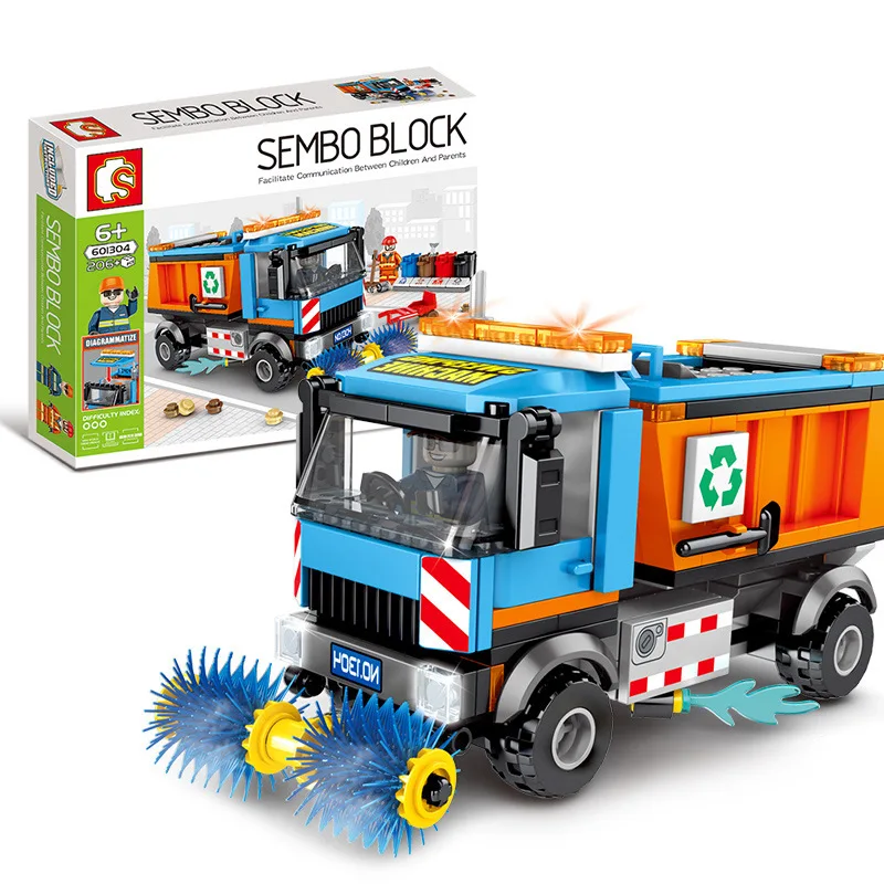 206pcs Sembo Blocks DIY Boys Kids Building Toys Puzzle Sweeper Truck 601304